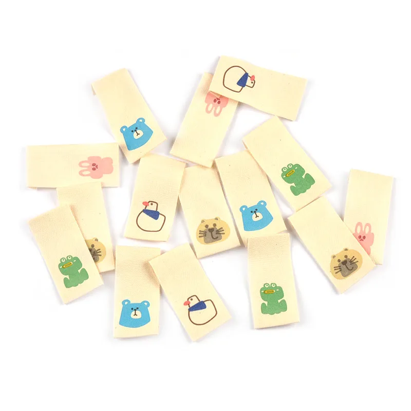 50pcs 20x40mm Cartoon Animals Printed Beige Label DIY Decor Clothes Backpack Supplies Sewing Accessories Handmade Crafts c4147