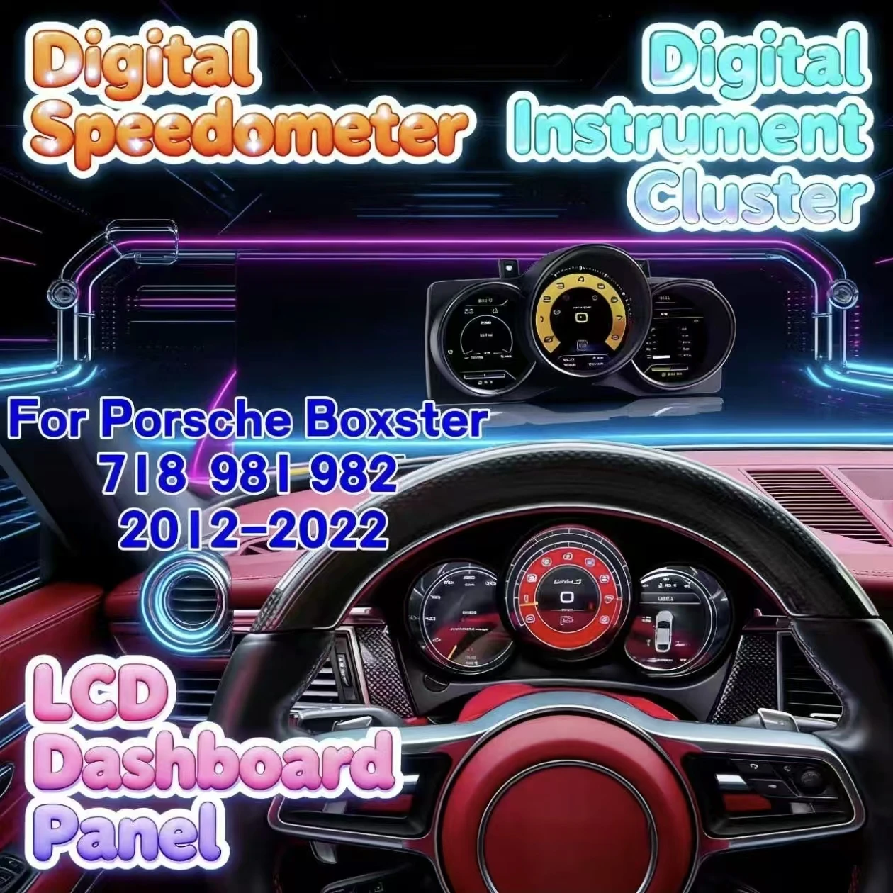 

Новый улучшенный цифровой LCD-дисплей для приборной панели Porsche Boxster 718 981 982 2012-2022, спидометр, приборная панель, HD-экран