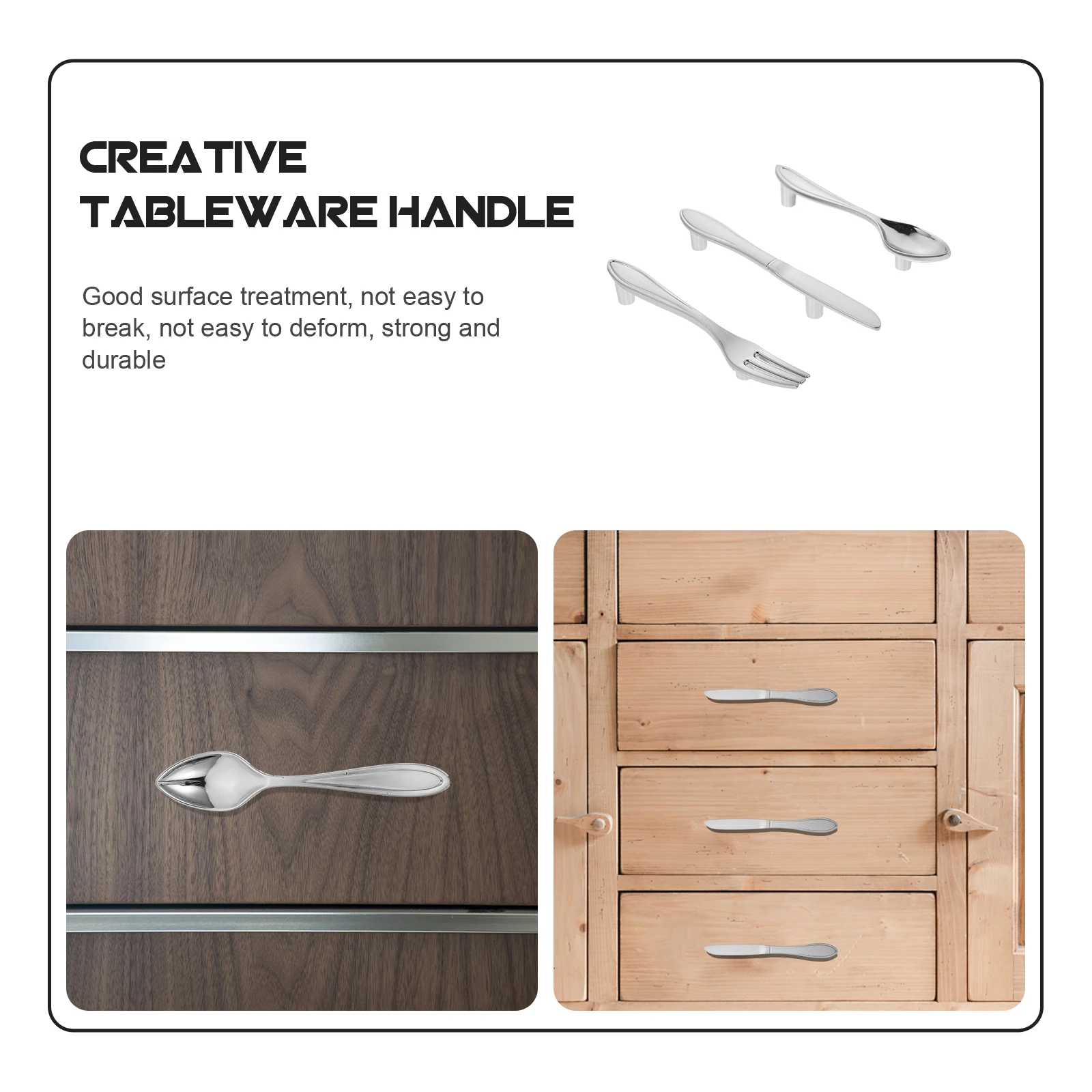 

3pcs Cutlery Shaped Zinc Alloy Cabinet Handles Drawer Knobs Furniture Pulls Decorative Door Hardware Durable Easy Install
