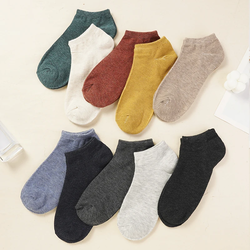 4 Pairs/Lot Men\'s Cotton Socks Hot Selling Low Tube Breathable Comfortable Simple Fashion Gifts Male Ankle Solid Color Sock