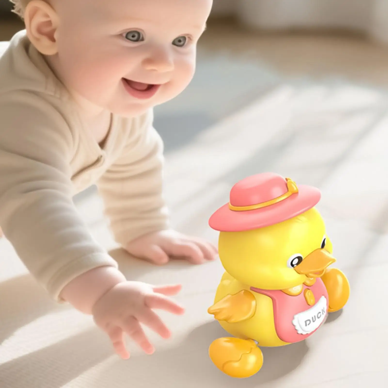 Nuevos juguetes para gatear para bebés, pato magnético para gatear con música ligera, desarrollo interactivo para niños pequeños, regalos de cumpleaños Tummys Time