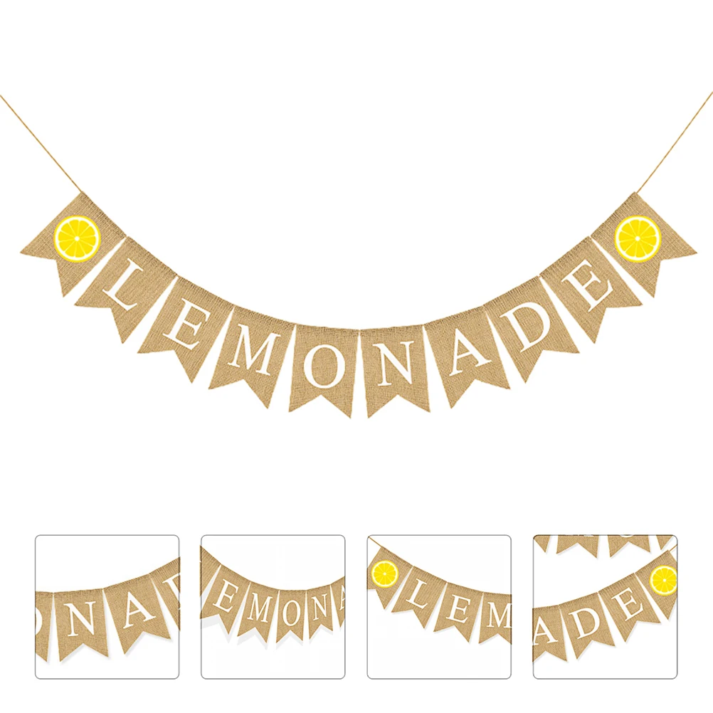 

1 set 1 Set Lemon Slice Pull Flag Swallowtail Linen Bunting Hawaiian Party Decoration Assorted Colors Decorative Banner