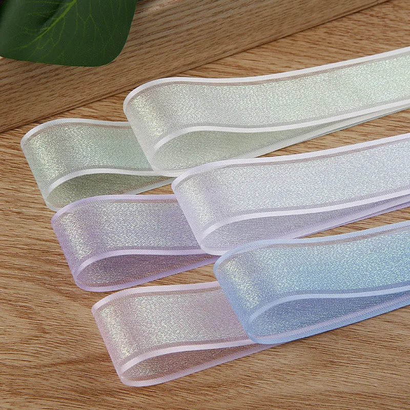 40MM Iridescent Sheer Organza Ribbon for Hair Bows decorative DIY Handmade Materials Clips Corsage Gift Packing Accessorie