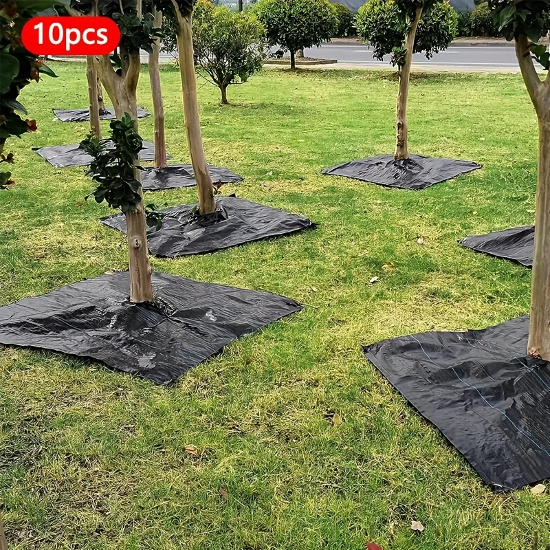 10 Reusable Tree Weeding Moisturizing Hoods - Non Woven Biodegradable Tree Mat and Grassland Plastic Film