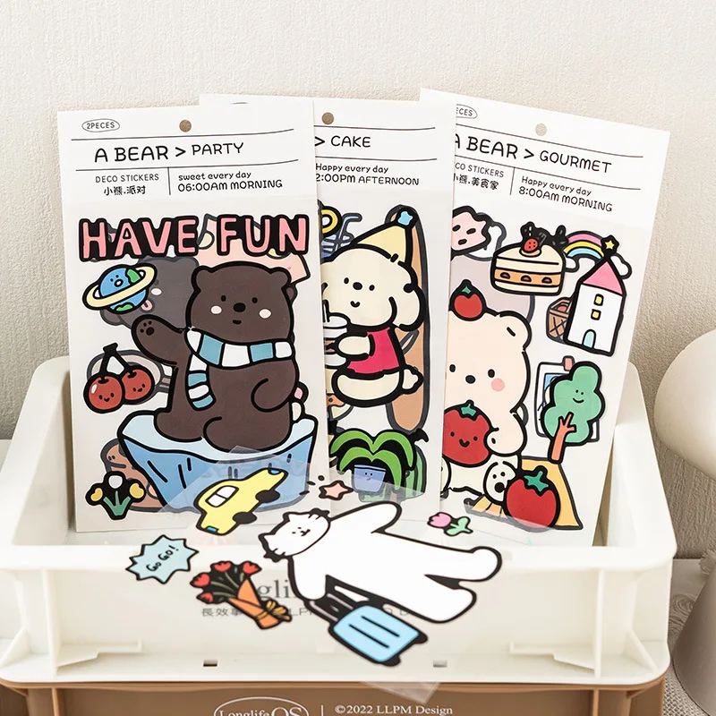 الإبداعية الكرتون ملصقات الزخرفية DIY المواد Ins الرياح حساب اليد لطيف الدب الحيوانات الأليفة الأطفال ملصقات حساب اليد #3