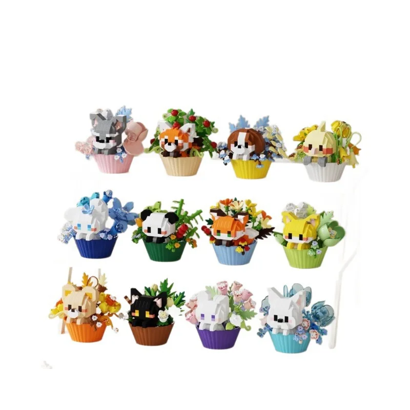 2025 رائجة البيع الحلوى الإبداعية الحيوانات الصغيرة بوعاء باقة عروسة كارتون الباندا بنة الديكور هدية