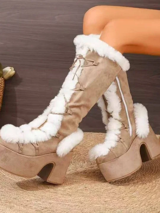 

Женские ботинки Y2K на высоком каблуке в стиле панк, ботинки в стиле ретро, ботинки из суперволокнистой кожи с круглым носком, на подкладке из искусственной кожи