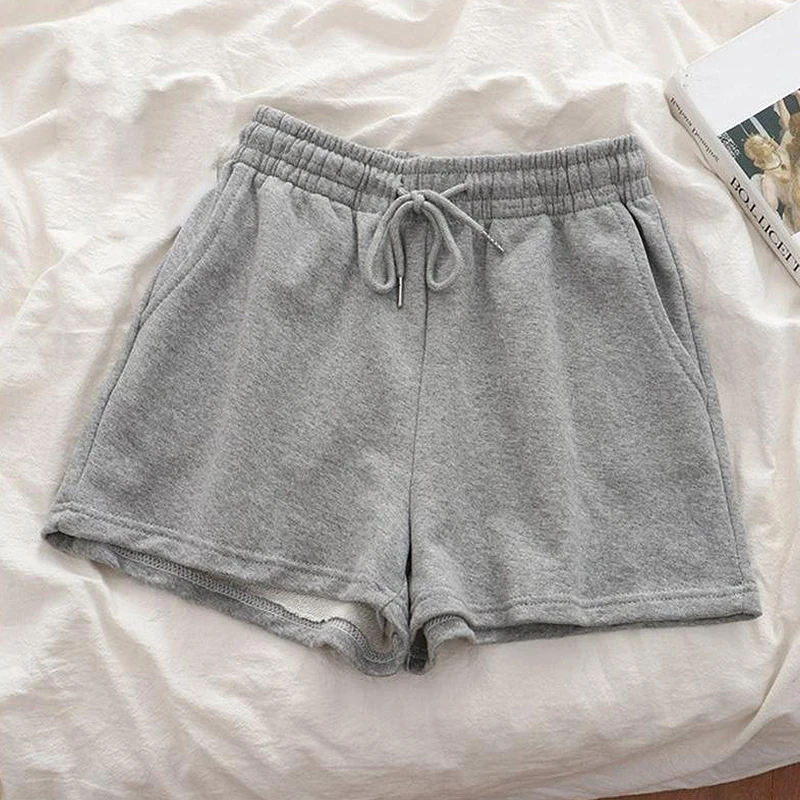 Elastic Waist High Waisted Loose Large Size Casual Sports Wide Leg Shorts