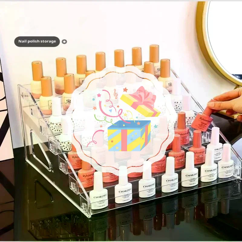 Acrylic Transparent Multi-layer Nail Polish Display Stand Lipstick Storage Box Plastic Nail Salon Cosmetic Tabletop Display Rac