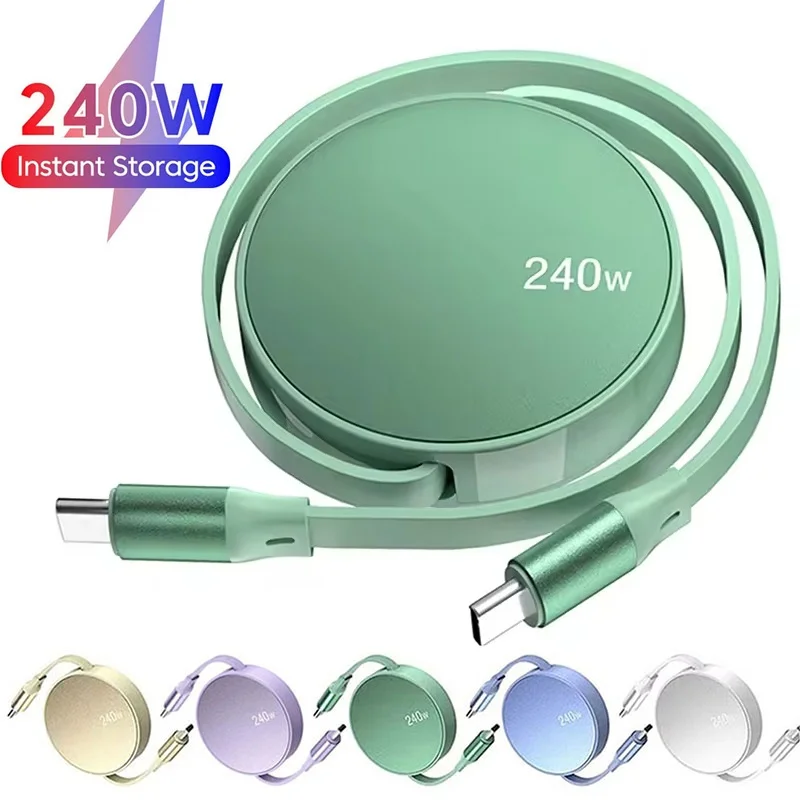 Image of 240W PD Typ-C zu Typ-C Einziehbares Datenkabel USB-C zu Typ-C Schnellladekabel für iPhone Huawei Macbook Laptop iPad Tablet