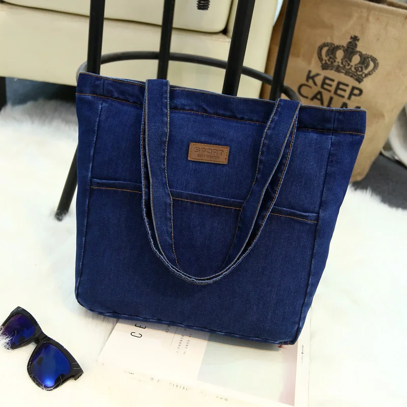 2023 New Fashion Women Large Capacity Shoulder Bags Wild Casual Handbag Street Canvas Denim Shoulder   Shopping Bag