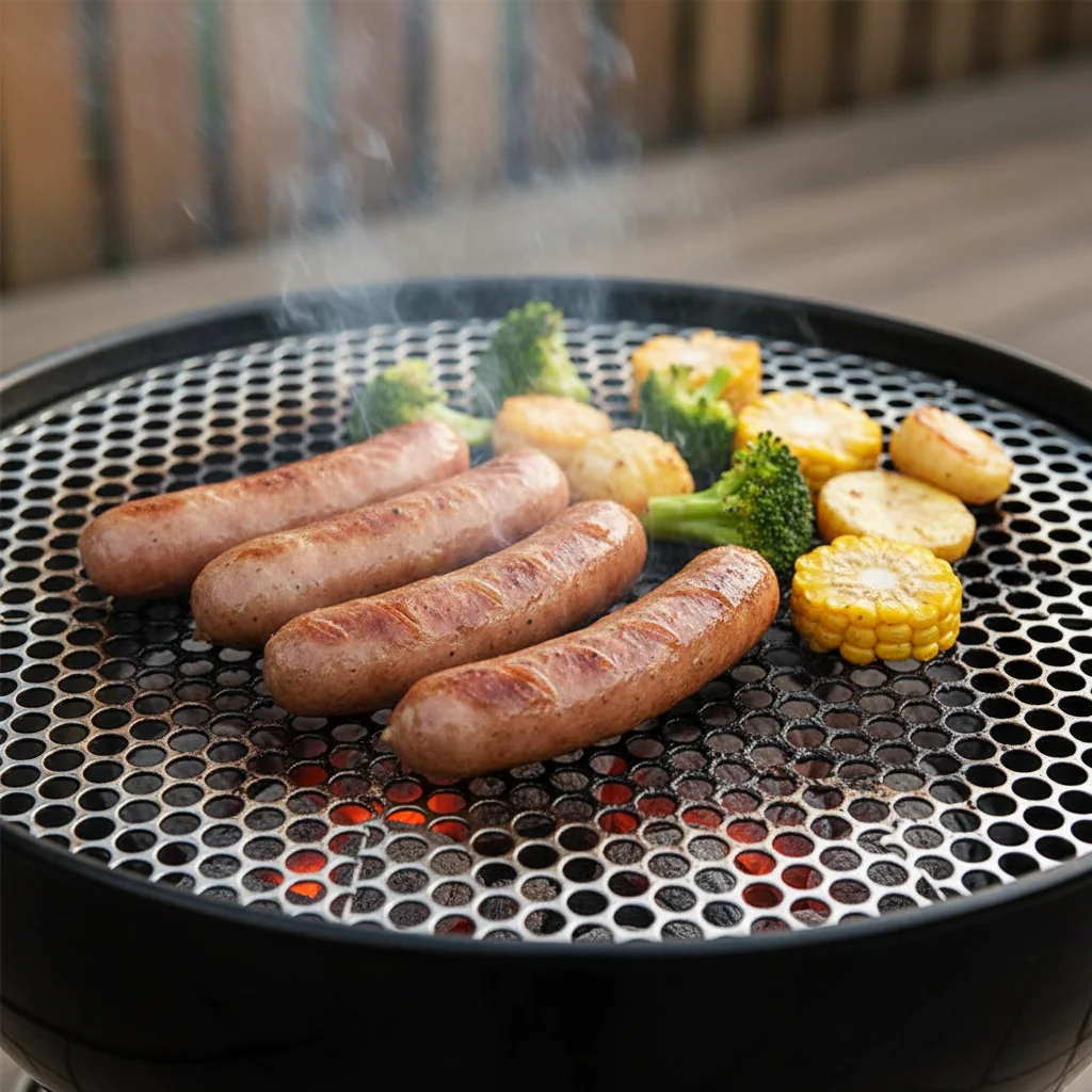 Food Grade Round Stainless Steel Barbecue Net Heat Resistant Non Stick Reusable BBQ Mesh Grate Purpose Grill Net