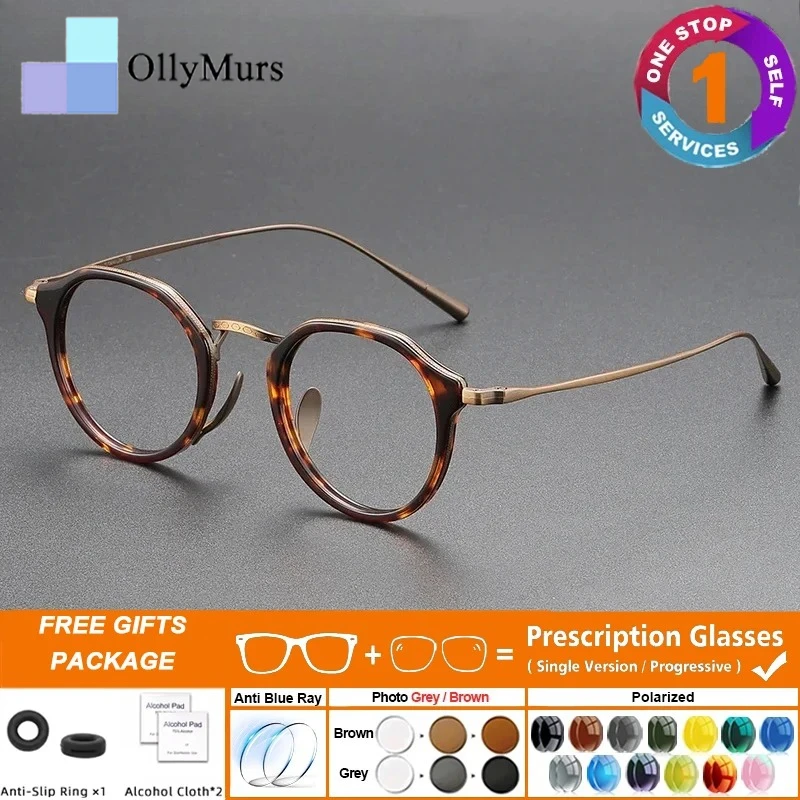 

Retro Titanium Brand Design Luxury Round Frame Glasses Frame for Men Women Ultralight Anti Blue Light Eyeglasses New Fashion