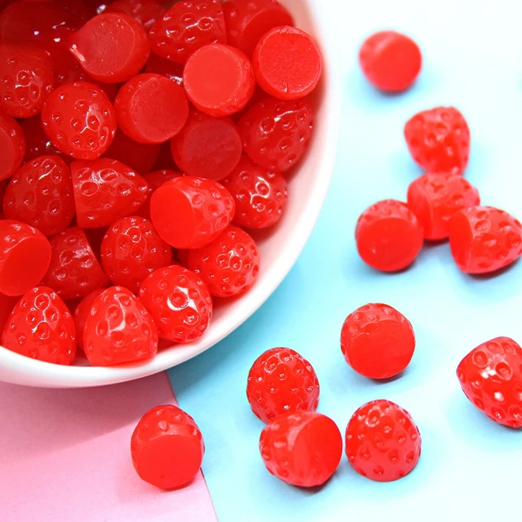 10pcs Kawaii Mini Resin Strawberry Accessories Decoration Miniature Craft Material Scrapbooking Embellishment Cabochon Flatback