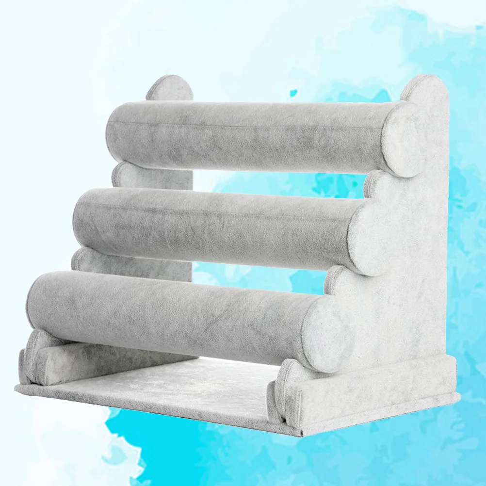 حامل مجوهرات قابل للفصل مكون من 3 طبقات لتنظيم أساور الأساور وتخزين المنزل وعرض المتجر باللون الرمادي