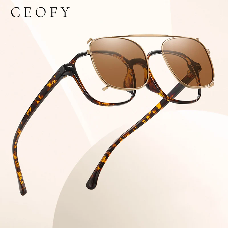 Ceofy Men Women Glasses Frame Optical Driving Polarized Magnetic Clip On Myopia Eyewear Prescription Eyeglasses Frame
