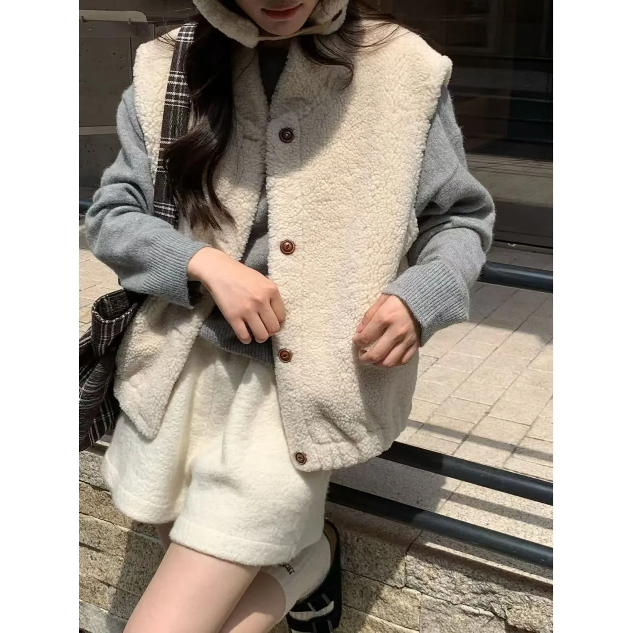 Chaleco coreano Sle Warmth lindo de piel sintética Diseño de mujer Sensation Jaet con sombrero Otoño Invierno Aosphere Intercomado Cuero A...