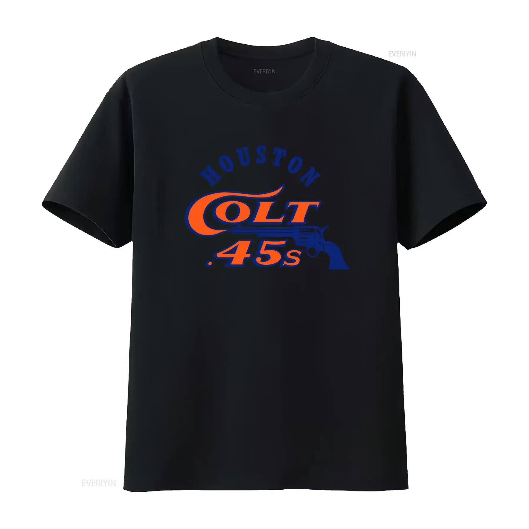 Vintage Retro Houston Colt 45s Revolver Print Casual T Shirt vintage Washed Slightly graphic Soft homme Stretched Breathable