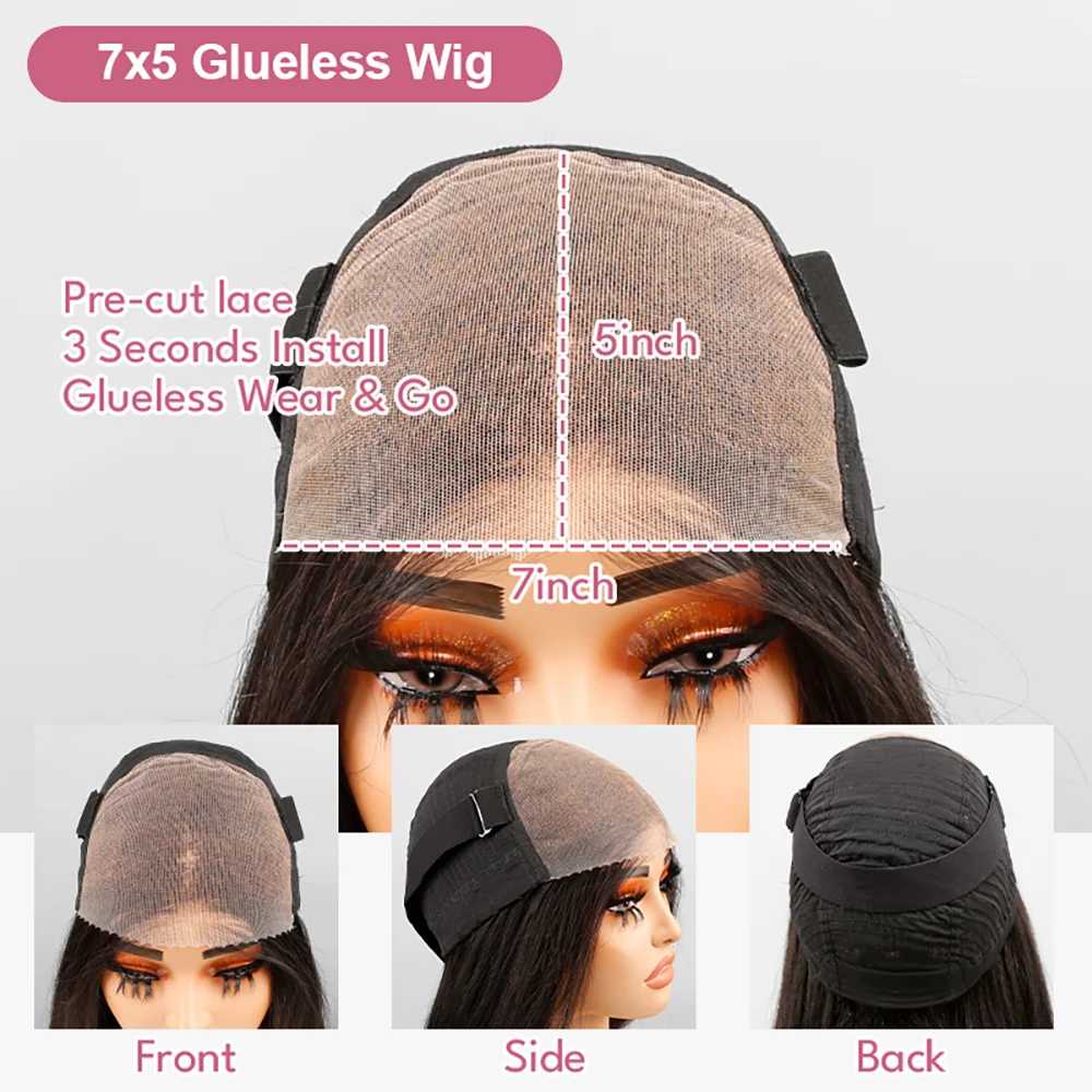 30 36 Zoll Highlight Ombre Körperwelle 7x5 Spitze Front Echthaar Perücke Tragen Und Gehen Transparente leimlose Spitze Frontal Perücke Für Frauen