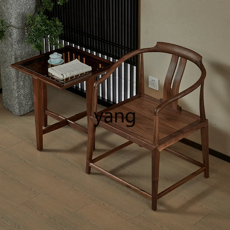 LMM New Chinese Style Solid Wood Mini Tea Table Tempered Glass Table Shelf Side Table