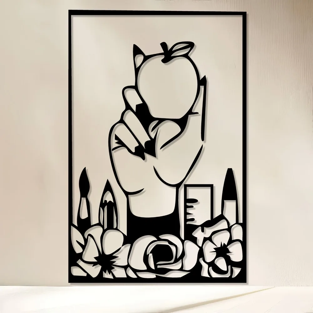 Décoration murale en métal en forme de pomme pour enseignant, sculpture en fer, résistante à la rouille et à l'eau, pour la maison, cadeau sur le thème des fêtes