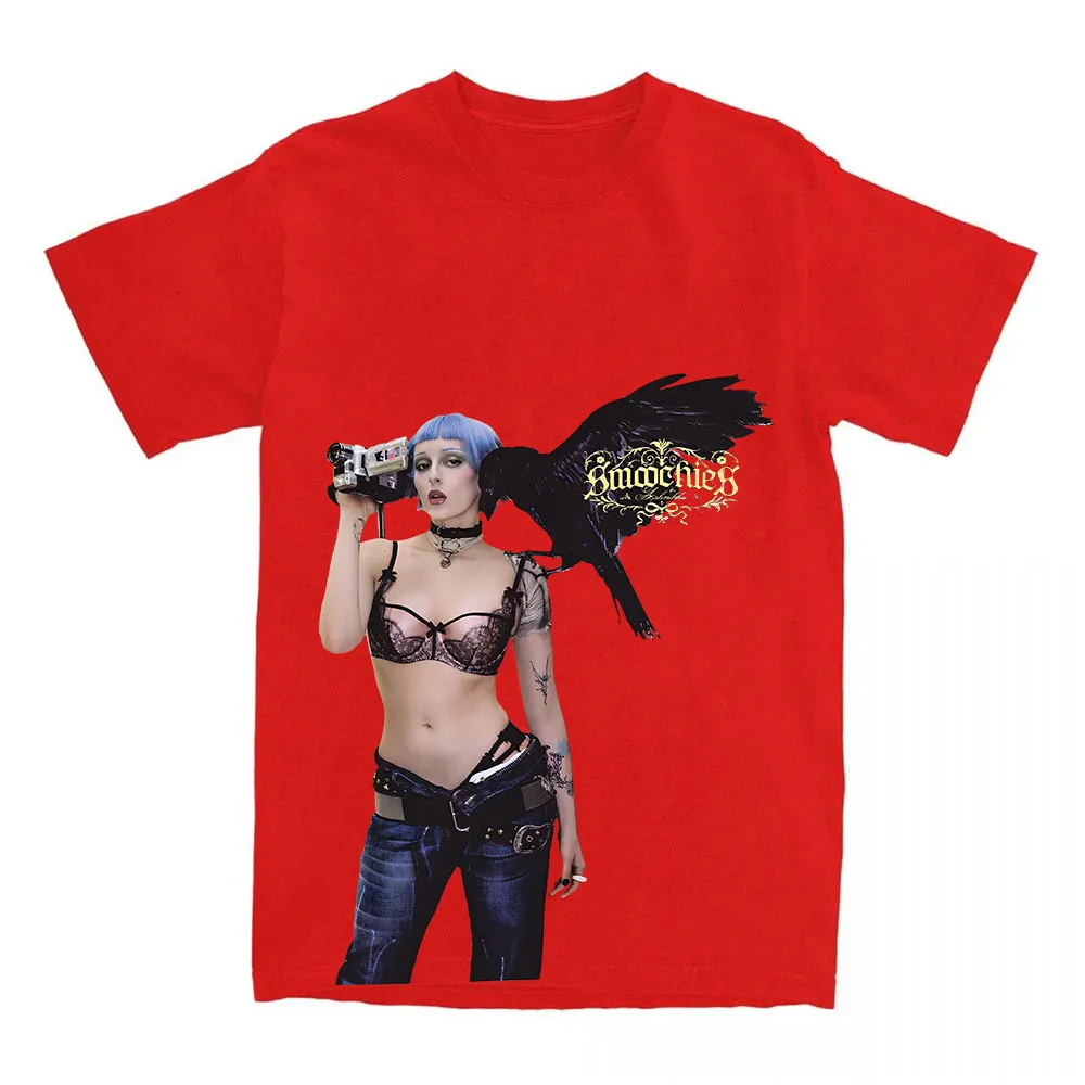 그래픽 인쇄 SMOOCHIES CROW TEE Ashnikko 가수 티셔츠 반팔 루즈 코튼 여성 티셔츠 유니섹스 스트리트웨어 여성 탑