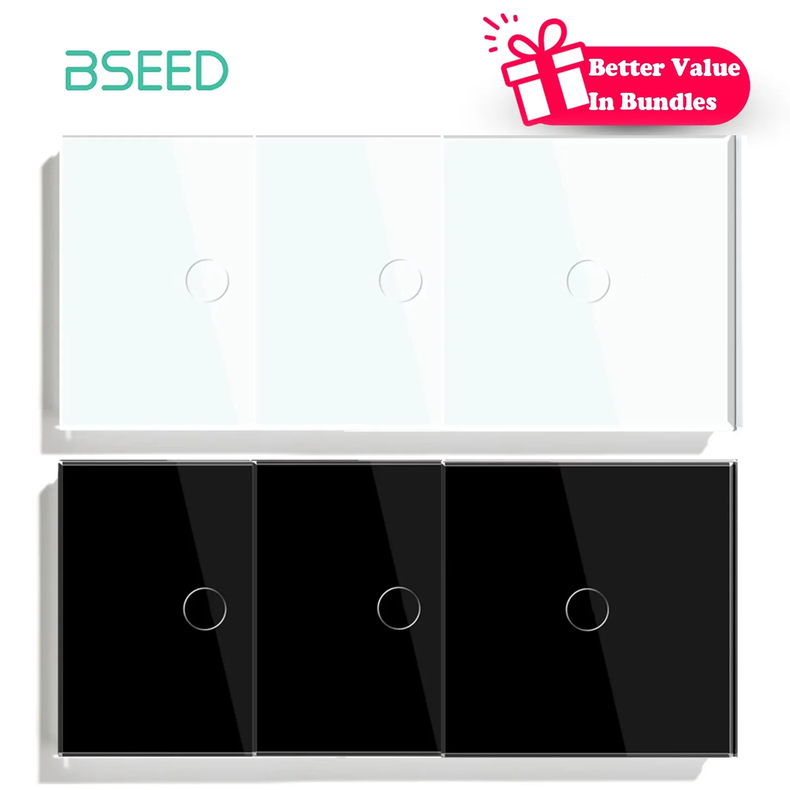 BSEED 1-fach 1-Wege Touch-Schalter Wandlichtschalter Weiß Kristallklar Wasserdicht LED-Sensor-Schalter Schwachblau Hintergrundbeleuchtung Einphasig