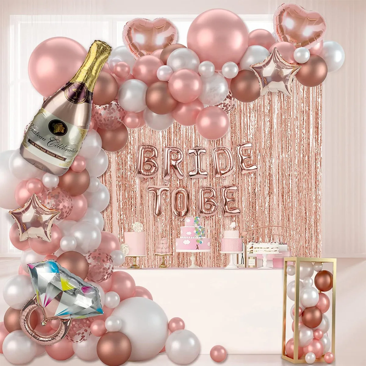 Pink Gold Balloon Garland Arch Kit Pink White Gold Confetti Latex Helium Balloons Wedding Girl Birthday Baby Shower Party Decor