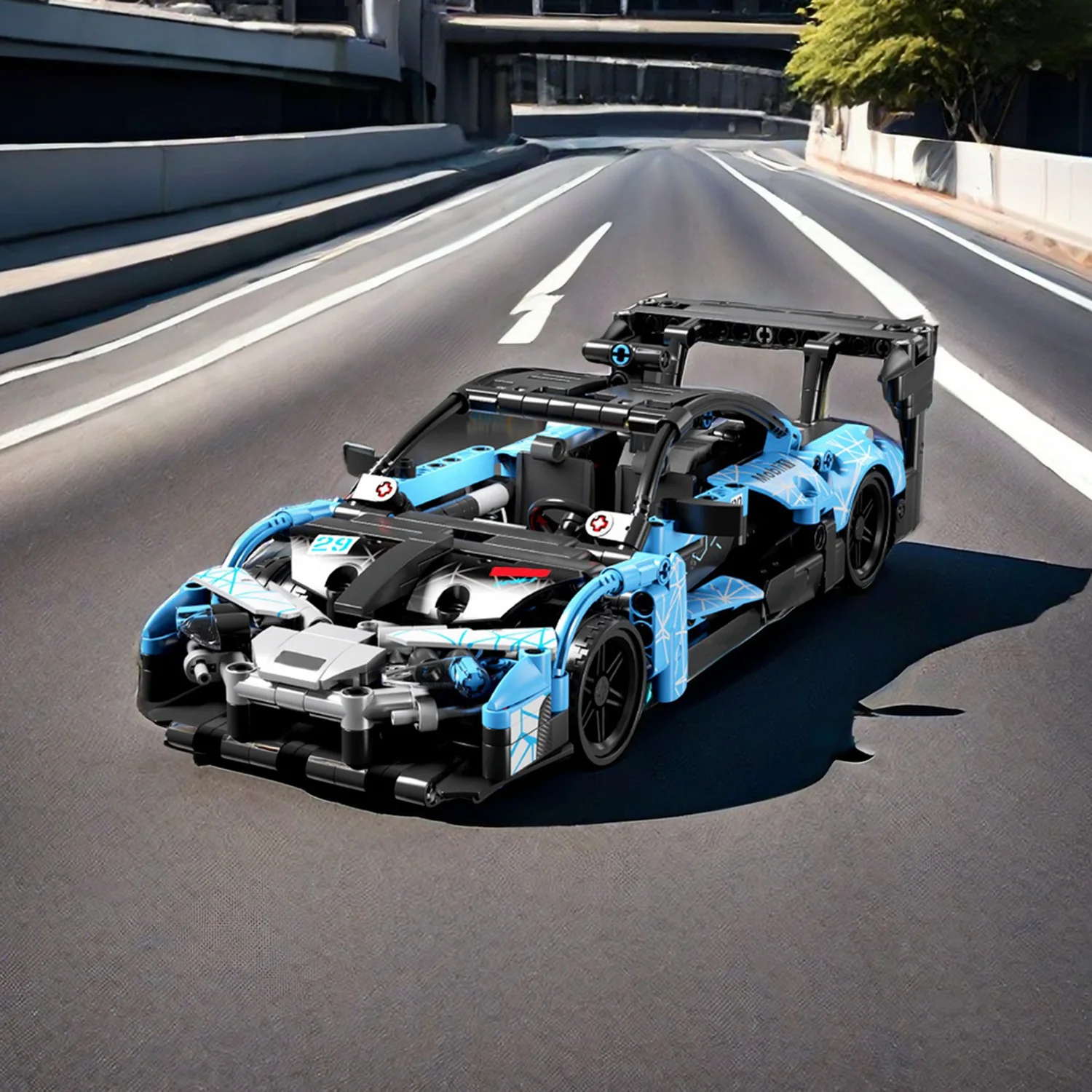 

606PCS Blue Black Sports Car Building Blocks Toys Model Sports Car Assemble Puzzle Bricks Toy Sets For Kid Ornament Gifts