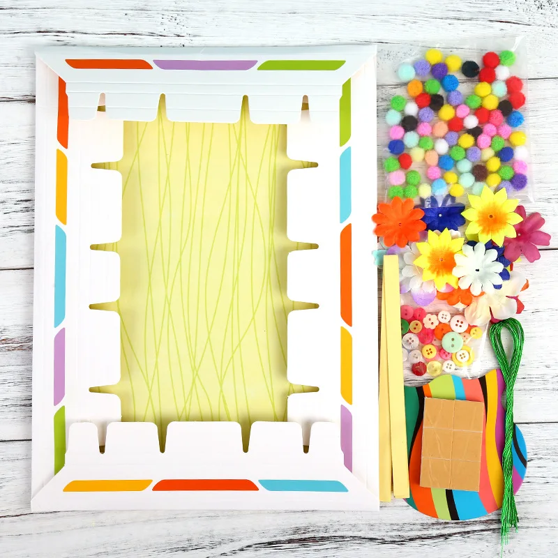 Juego de flores con botones hechos a mano, juguetes creativos para niños, ramo de guardería, decoración del hogar, marco de fotos de papel 3D, regalo