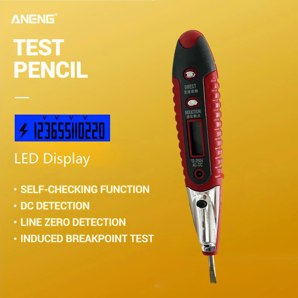 VD700 Electrical Test Pen with Light Multifunctional Digital Electric Tool Exquisite Voltage Detector Indoor Red