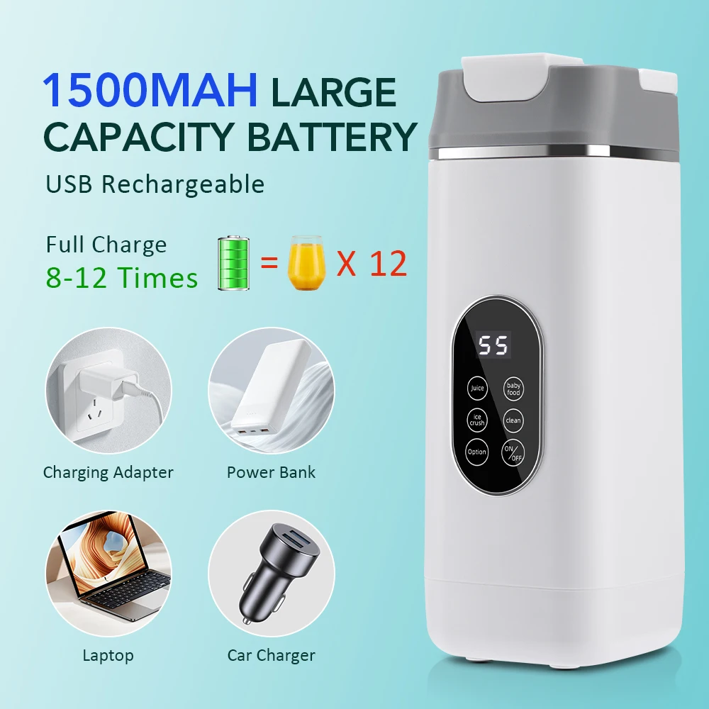 خلاط محمول المطبخ عصارة كهربائية USB قابلة للشحن 420 مللي كوب عصير 12 شفرات مستخرج العصير الفاكهة عصير خلاط الثلج