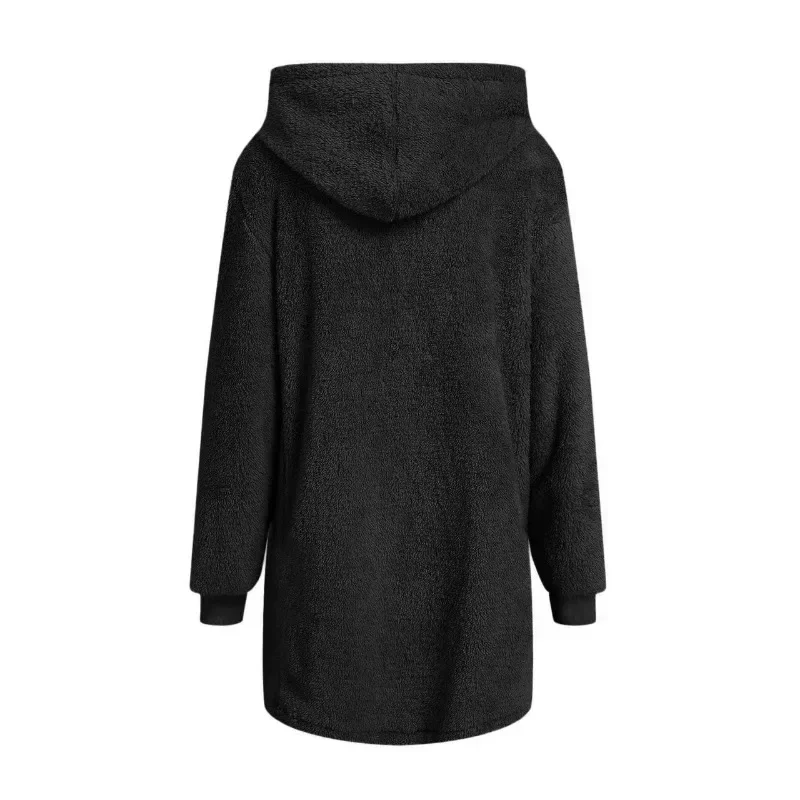 Women Hooded Jacket Plush Solid Color Hooded Coat Casual Autumn And Winter Outerwear Women Clothes