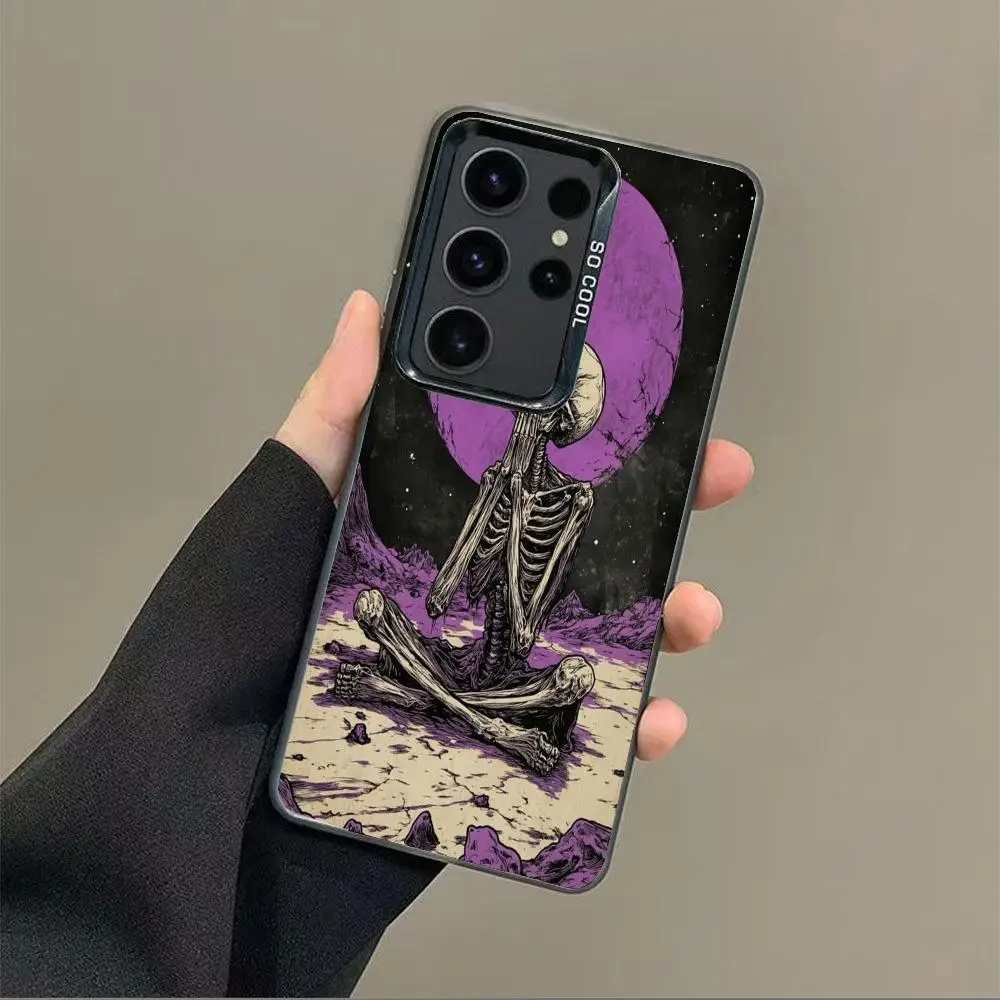 

Purple Moon Skull case for Galaxy S25 S24 S23 S22 S21 S20 Ultra/ FE/Plus shock-proof rear cover anti-fingerprint