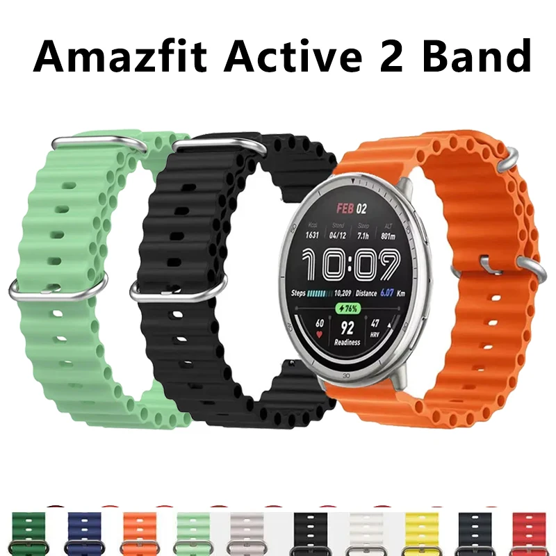 Ocean Silicone Strap For Amazfit Active 2 Band Sport Smartwatch Accessories Breathable Bracelet Correa Amazfit Active2 Watchband