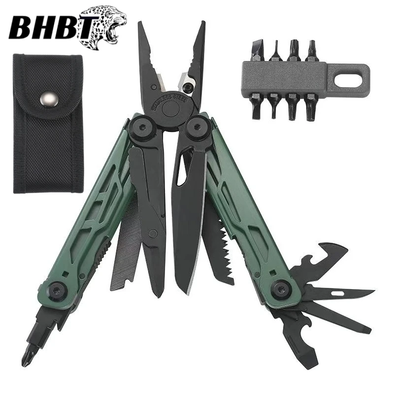 BHBT NEW 25-IN-1 7-Color Multitool Pliers Portable Outdoor Camping Emergency Survival Tool Foldable Combination Pliers with Bits