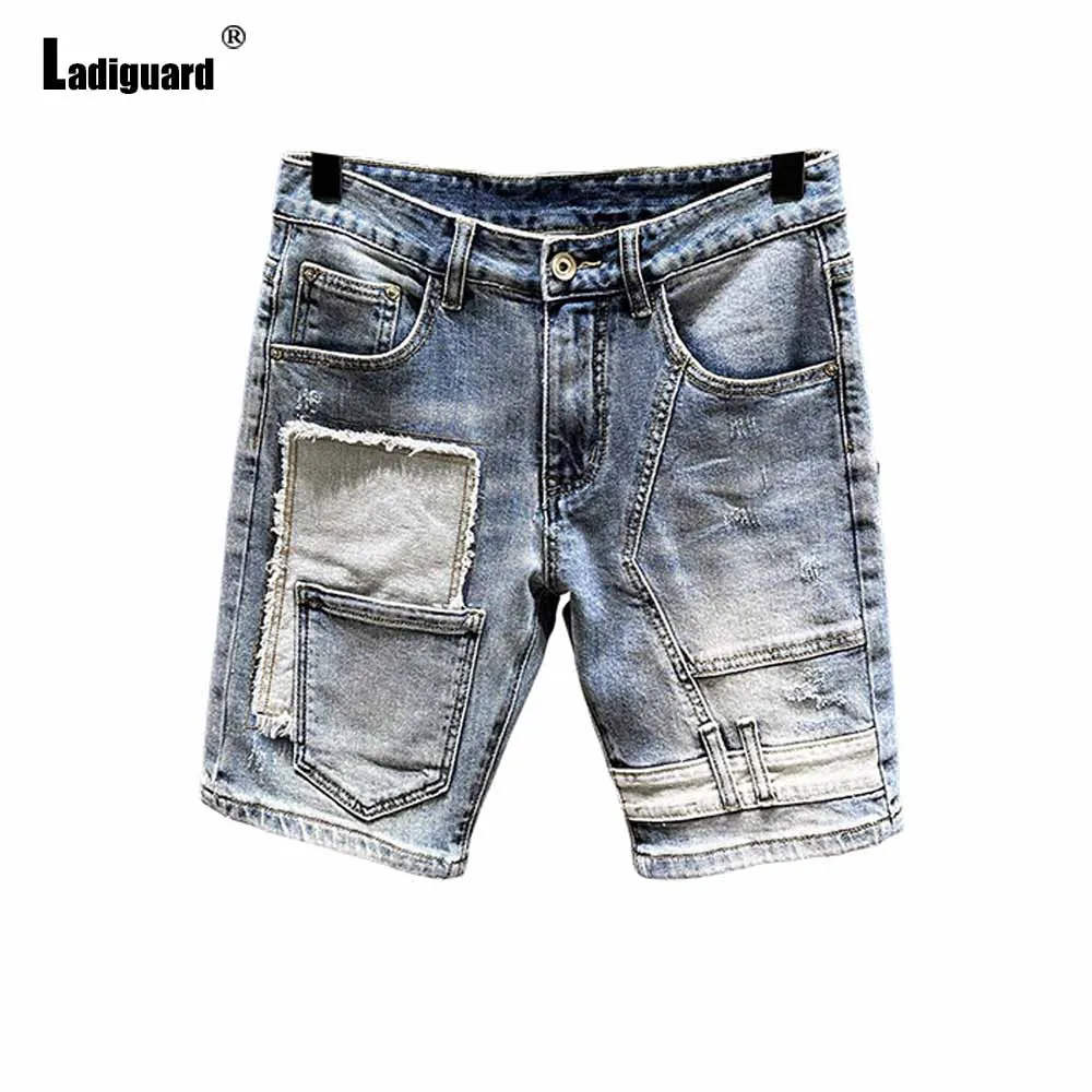 

Ladiguard Plus Size Men Fashion Ripped Demin Shorts 2023 Summer New Faker Pockets Short Jeans Male Patchwork Demin Grunge Shorts