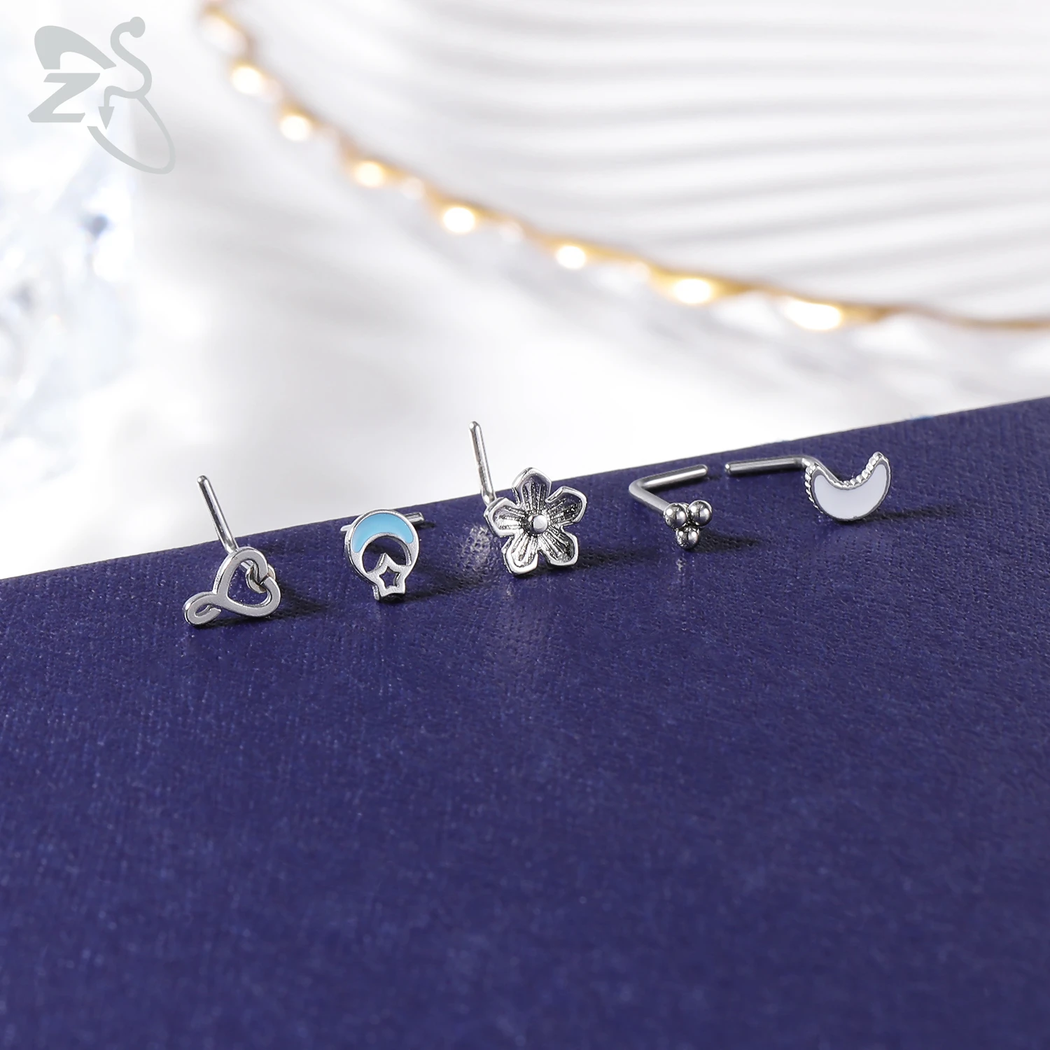 Cute CZ Crystal Nose Stud L-Shape