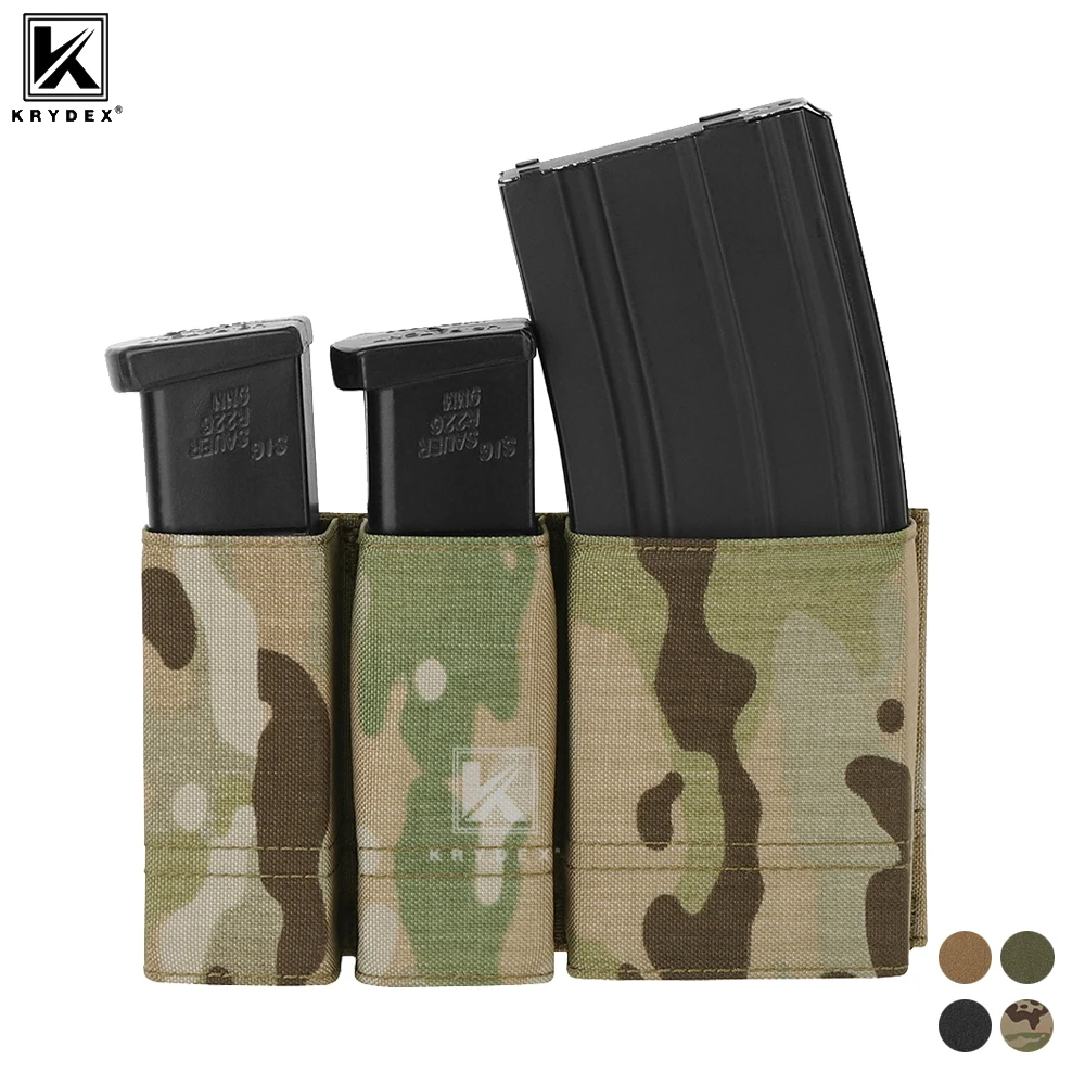 KRYDEX Tactical 556 Mag Pouch & Double 9mm Pistol Magazine Pouch MOLLE Open-Top Modular Tool Bags Hunting Airsoft Accessories