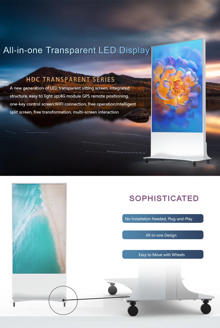 Wholesale P3LED Video Display Movable LED Display Screen Customized Size Indoor LED Transparent Poster Advertising Product Show view 4