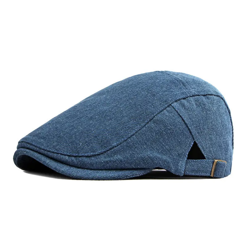 LDSLYJR Four Seasons Denim Solid Newsboy Caps Flat Peaked Cap Men and Women Painter Beret Hats 138