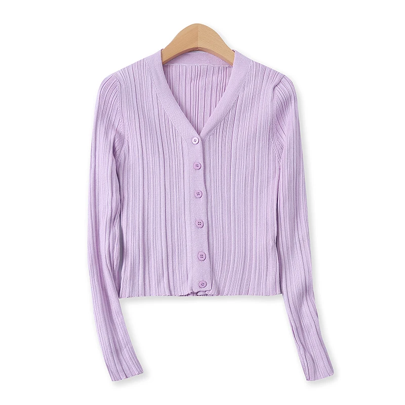 

Slim Fit ort Sve Long V-Ne Эластичный вязаный свитер на одной пуговице Женский модный весенний новый повседневный универсальный трикотаж...