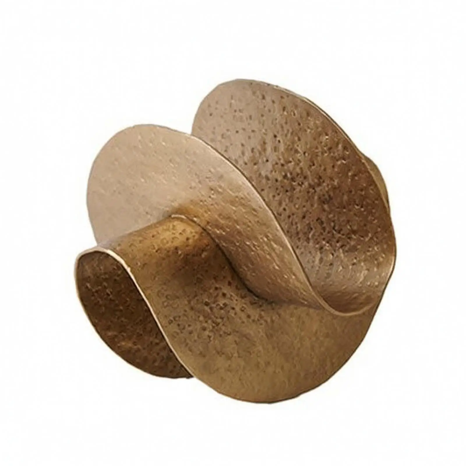 Textured Bronze Look Metal Sculpture Whorl Form Contemporary Decor Piece for Mantel Shelf Living Room Artistic
