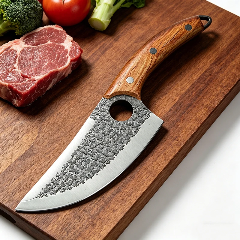 

Forged Full Tang Meat Cleaver Butcher Boning Chef Kitchen Cooking Slicing BBQ Vegetable Knife with Wood Handle