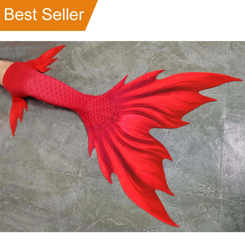 

Red Colour Professional Swimming and Diving Fin Skins Mermaid Tail Swimsuit Cosplay Dress Can be Match Mahina Monofin Silicone