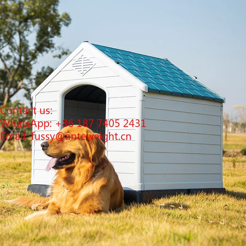 Luxury Large Capacity Outdoor Dog House Durable Weatherproof Plastic Puppy Crate Elevated Floor Waterproof PP Air Vents