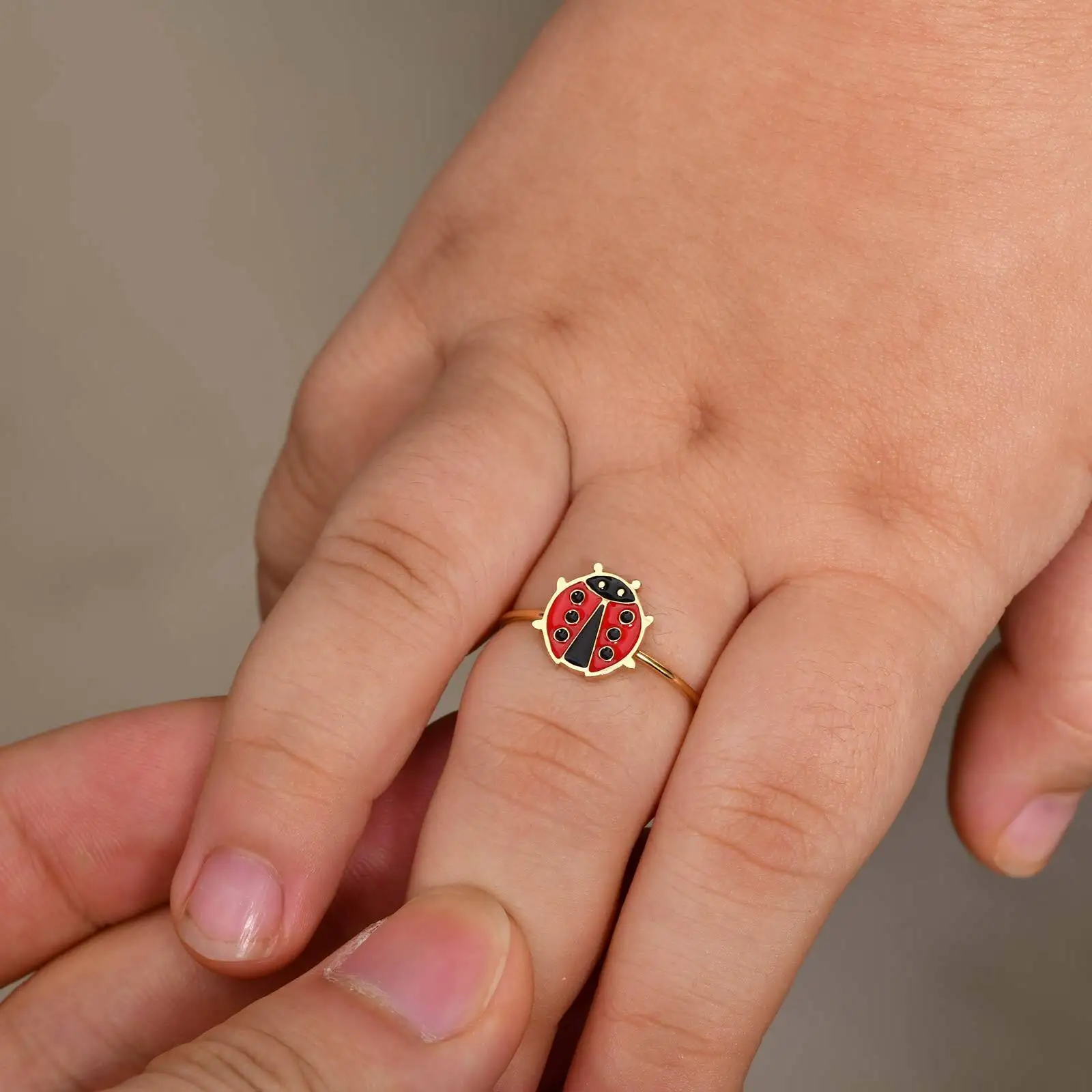 Red Enamel Drip Ring Cute Opening Adjustabl Ring For Baby Children Girls Boy, Waterproof Finger Jewelry For Birthday Gift
