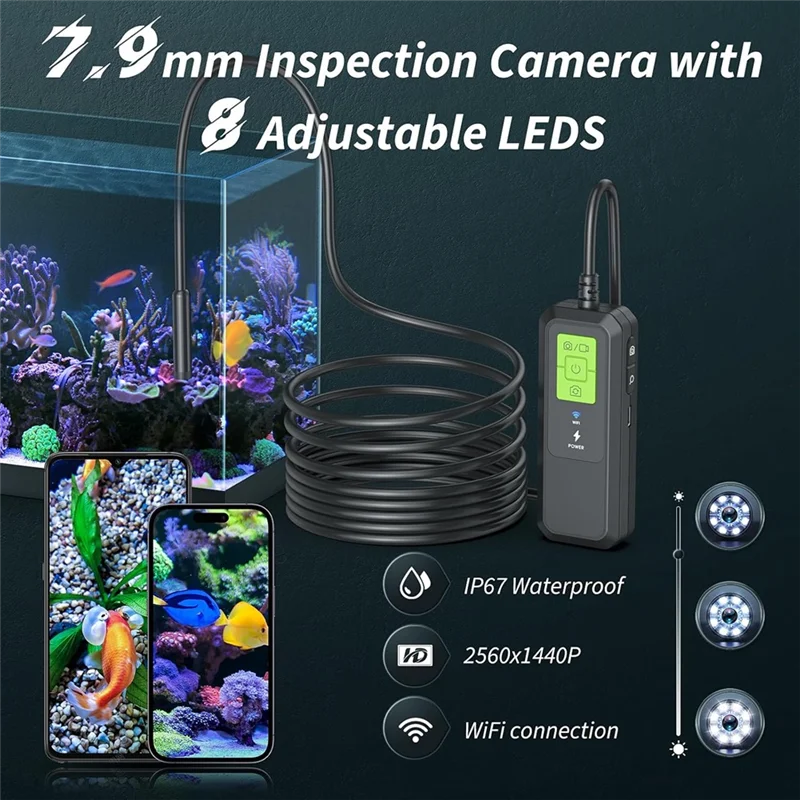 

A82I-8Mm 1440P двойной объектив Wi-Fi видеоэндоскоп камера осмотра для обнаружения автомобильных машин