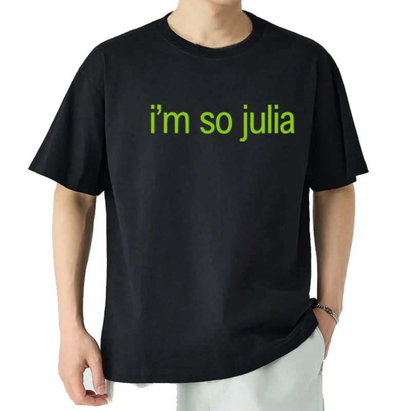 T-shirt imprimé lettre I'm So Julia pour hommes et femmes, Charmovies XCX Brat Album 2024, Tee-shirt graphique, Vêtement
