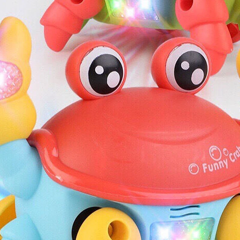 Crawling Escape Crab walking Automatic Induction Obstacle Avoidance Crab Electric Luminous Music Toys Rechargeable Musical Child